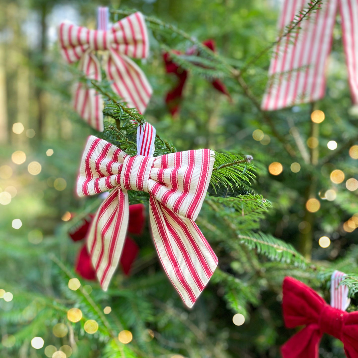 A decorative hanging bow decoration