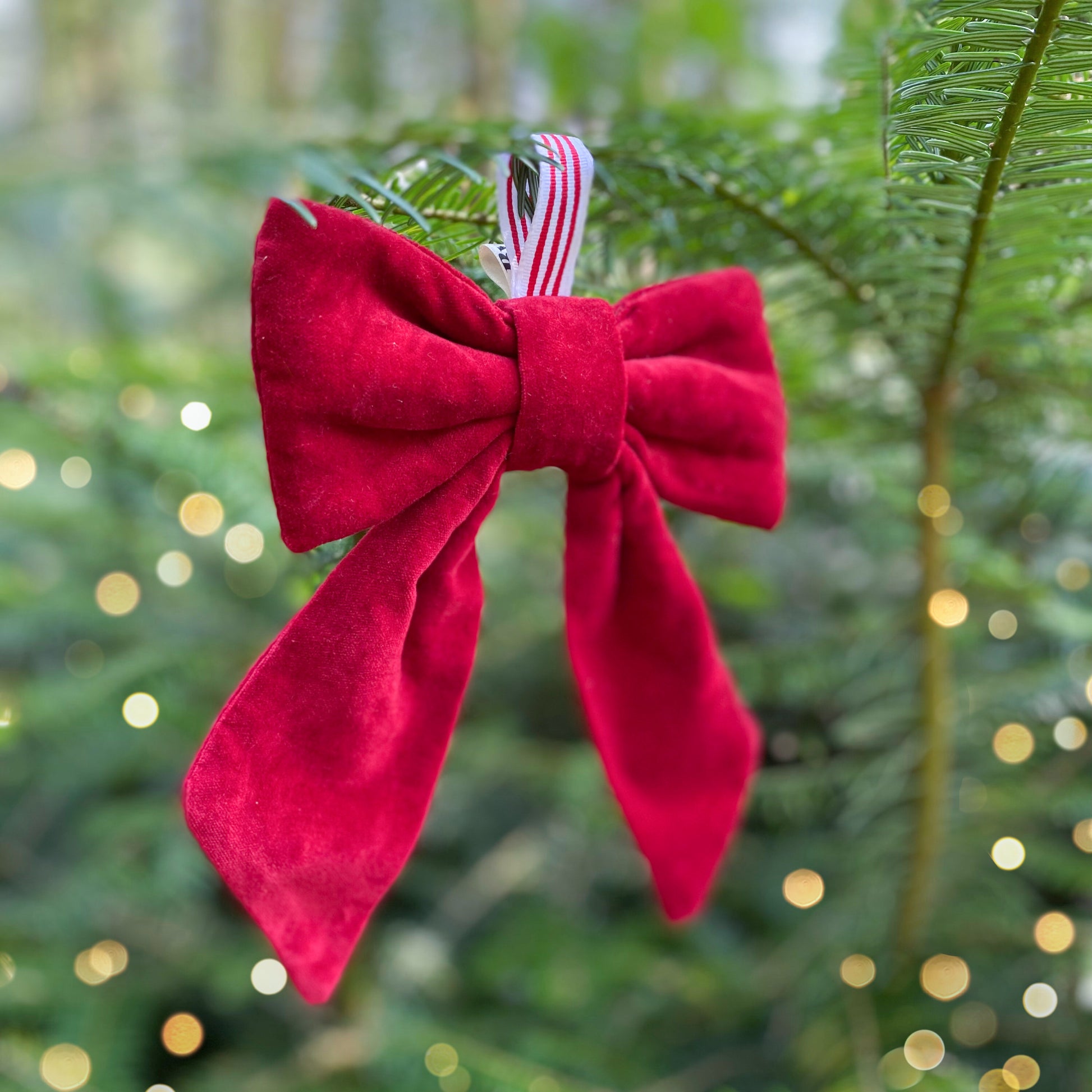 A decorative hanging bow decoration