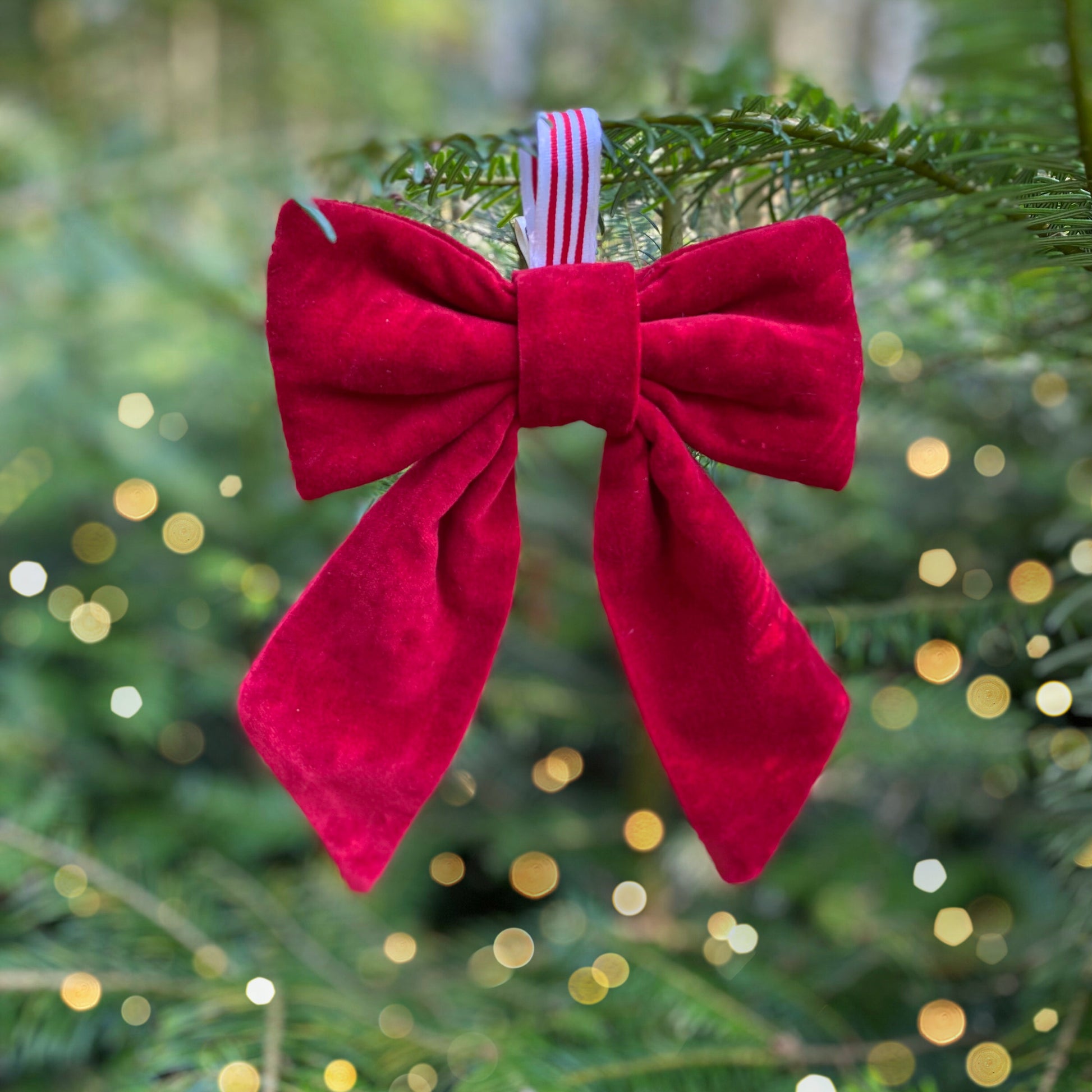 A decorative hanging bow decoration