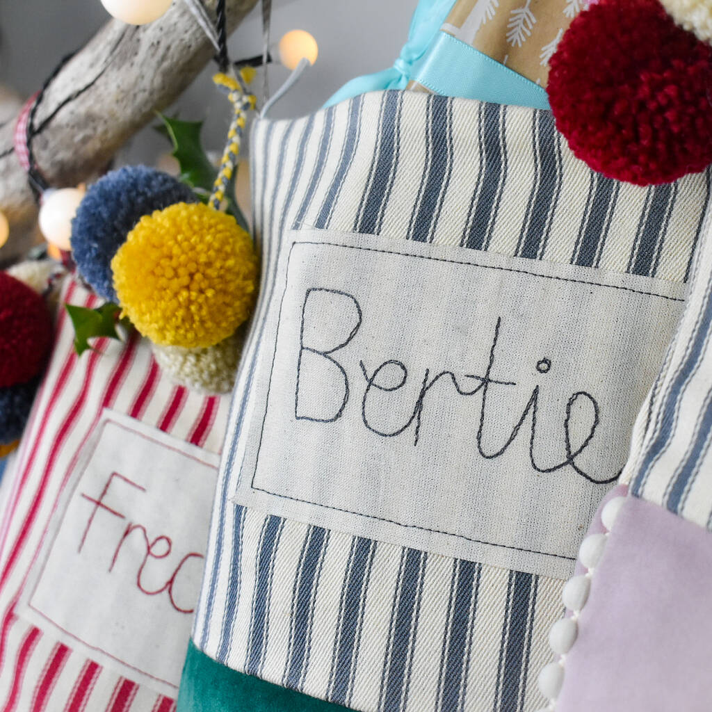 personalised velvet Christmas stocking